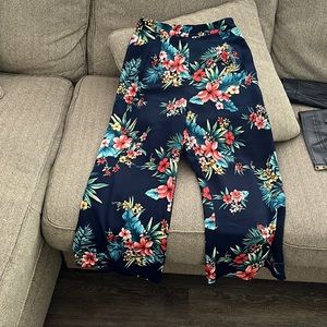 Hawaiian flower high waisted pants